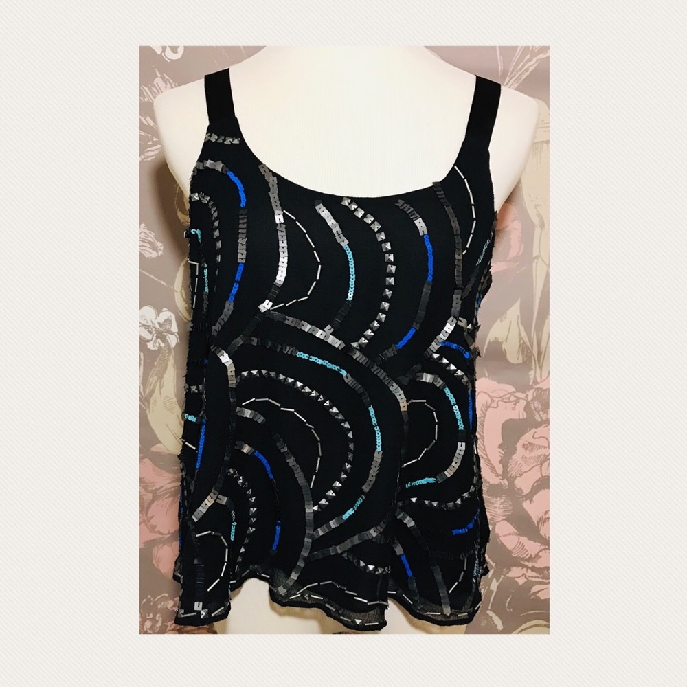 Anthropologie Brand Free People Sequins Lined Tank Size Small